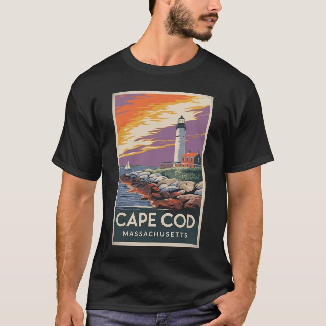Cape Cod Massachusetts Illustration Resa Konst T Shirt (Framsida)