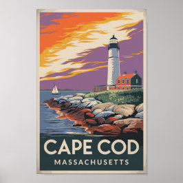 Cape Cod Massachusetts Illustration Travel Art Poster