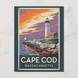 Cape Cod Massachusetts Illustration Travel Art Vykort