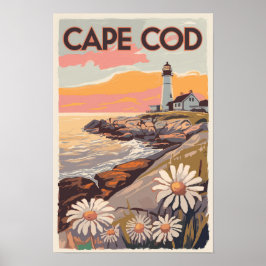 Cape Cod Massachusetts Målerisk Researkitektur Ret Poster