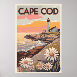 Cape Cod Massachusetts Målerisk Researkitektur Ret Poster