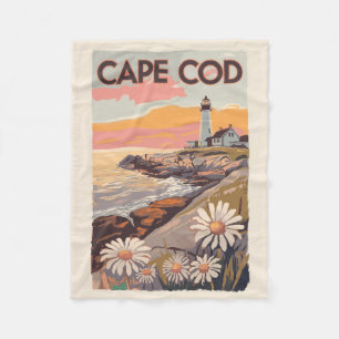 Cape Cod Massachusetts Målerisk Reskonst Retro Fleecefilt