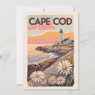 Cape Cod Massachusetts målerisk reskonst Retro Inbjudningar
