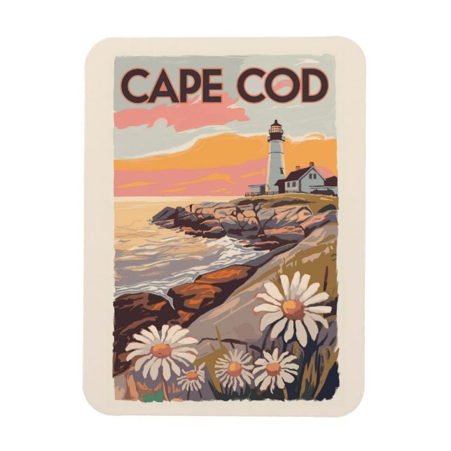 Cape Cod Massachusetts Målerisk Reskonst Retro Magnet (Vertikal)