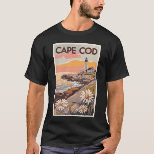 Cape Cod Massachusetts Målerisk Reskonst Retro T Shirt