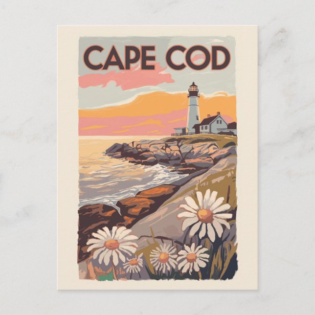 Cape Cod Massachusetts Målerisk Reskonst Retro Vykort (Framsida)