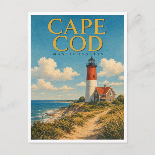 Cape Cod Massachusetts Nauset Light GeoSaga Vykort (Framsida)