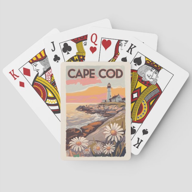 Cape Cod Massachusetts Painterly Travel Art Retro Casinokort (Baksidan)
