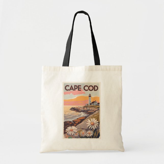 Cape Cod Massachusetts Painterly Travel Art Retro Tygkasse (Framsidan)