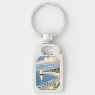 Cape Cod Massachusetts Rektangulärt Silverfärgad Nyckelring