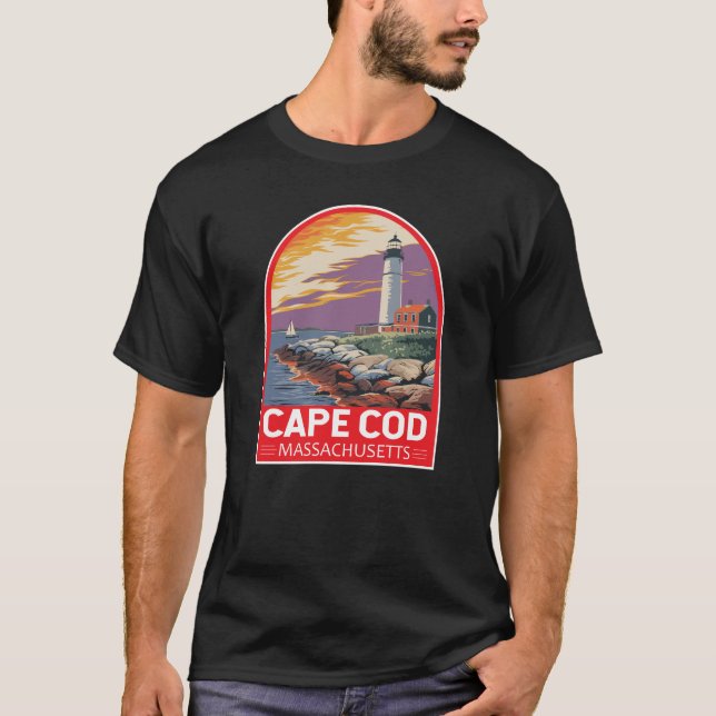 Cape Cod Massachusetts Resa Konst Emblem T Shirt (Framsida)