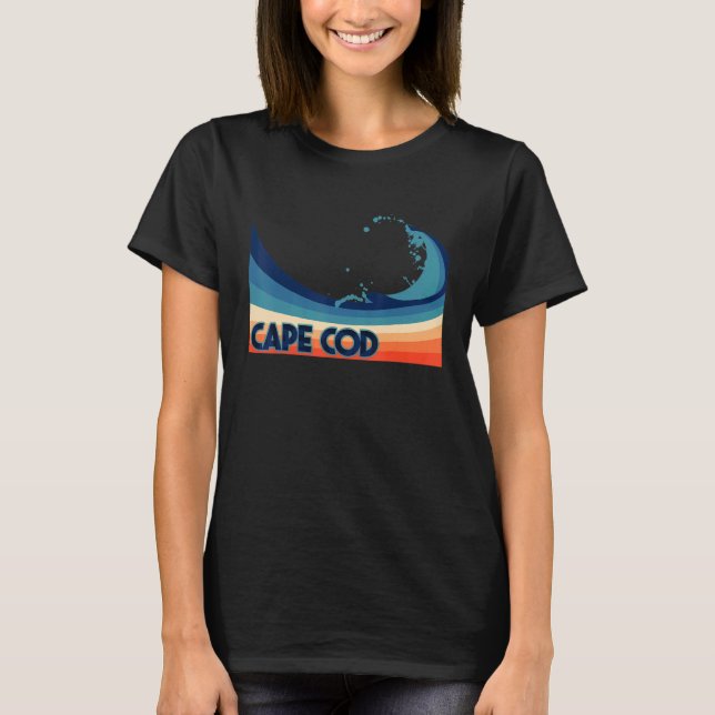 Cape Cod Massachusetts Retro Surf Segling & Fiske T Shirt (Framsida)
