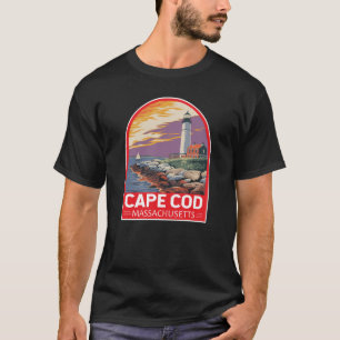 Cape Cod Massachusetts Travel Art Emblem T Shirt