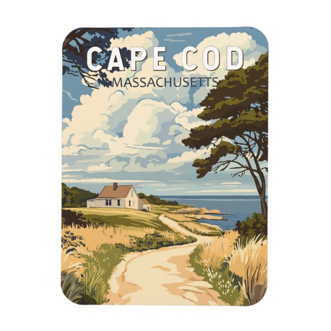 Cape Cod Massachusetts Travel Art Vintage Magnet (Vertikal)