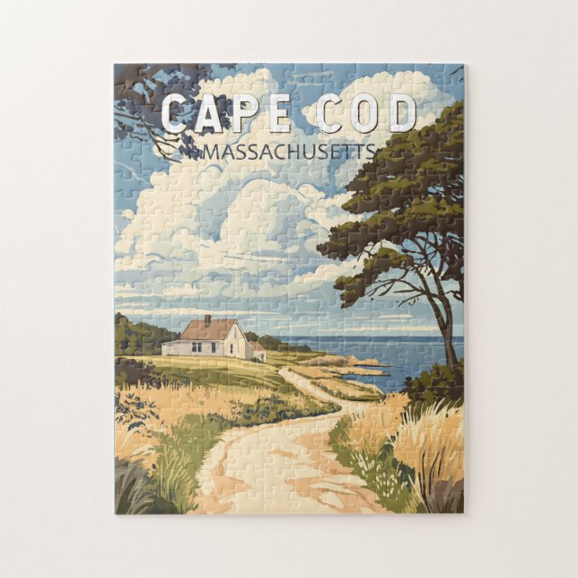 Cape Cod Massachusetts Travel Art Vintage Pussel (Vertikal)
