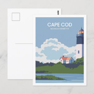Cape Cod Massachusetts Travel Ställe Illustration Vykort