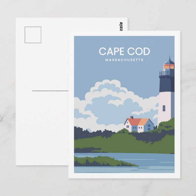 Cape Cod Massachusetts Travel Ställe Illustration Vykort (Fram/baksida)