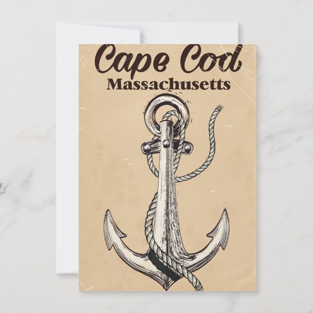 Cape Cod Massachusetts Vintage reseaffisch Inbjudningar (Baksida)