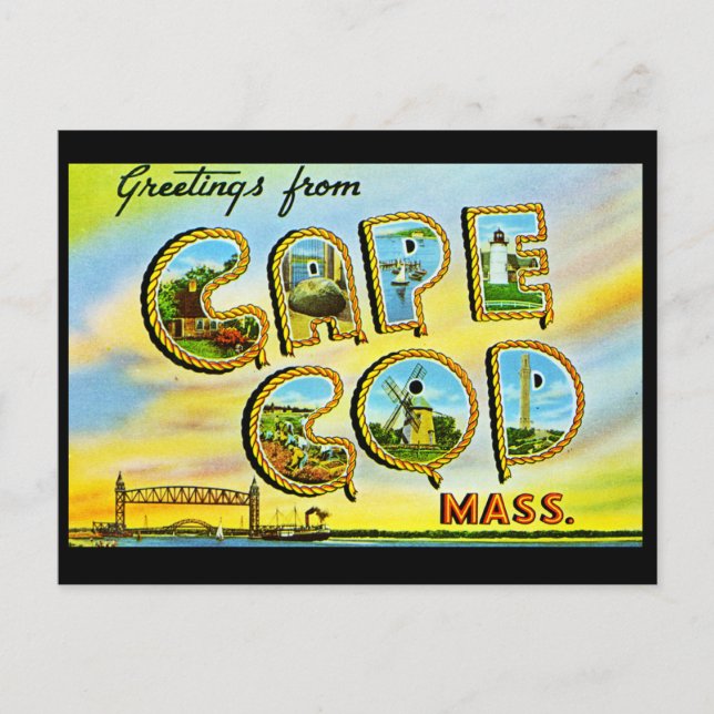 Cape Cod Massachusetts Vintage vykort (Framsida)