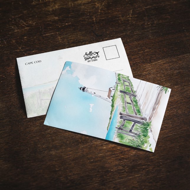 Cape Cod Massachusetts Watercolor Postcard Inbjudningar (Skapare uppladdad)