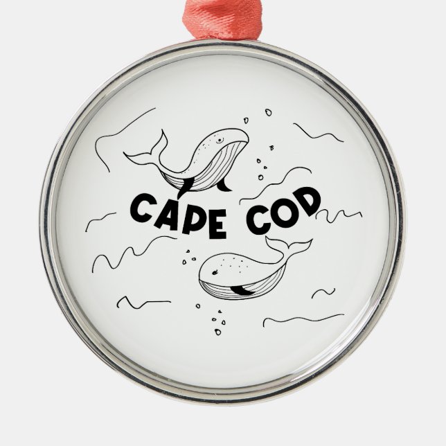 Cape Cod Massachusetts Whales Julgransprydnad Metall (Framsidan)