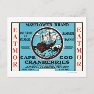 Cape Cod Mayblomme Eatmor Cranbär Brand Vykort