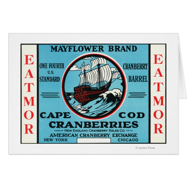 Cape Cod Mayflower Eatmor Tranbärs Märke Hälsningskort (Framsidan Horizontal)