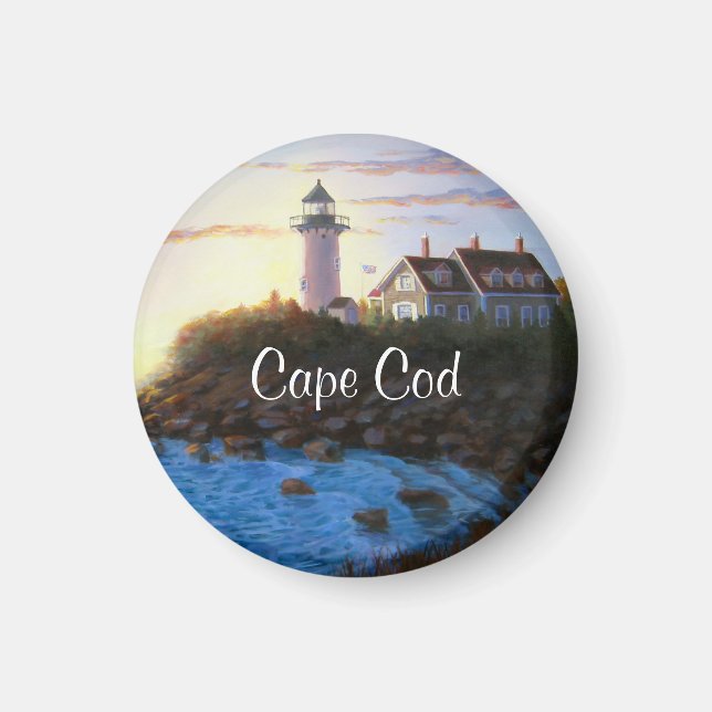 Cape Cod MORSA Nobska Lighthouse Painting Magnet (Framsidan)