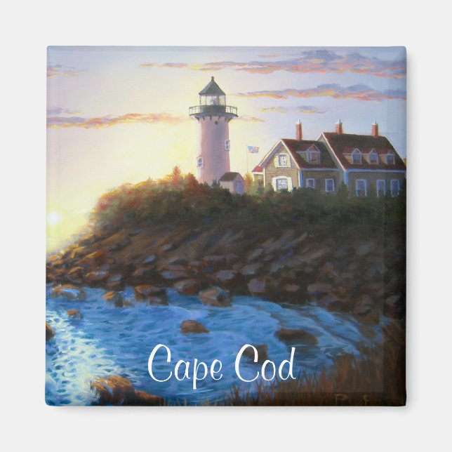 Cape Cod MORSA Nobska Lighthouse Painting Magnet (Framsidan)