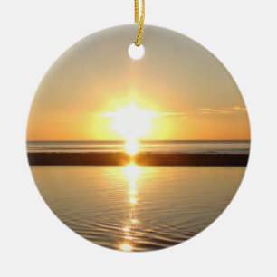 Cape Cod, Morsa Sunset på Beach-julen Julgransprydnad Keramik