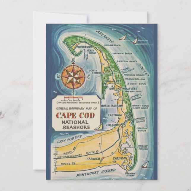 Cape Cod National Seashore 5x7 Postcard Tack Kort (Framsida)