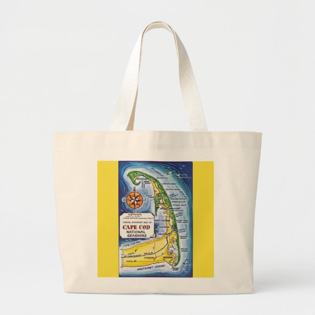 Cape Cod  National Seashore Map Tote Jumbo Tygkasse (Framsidan)