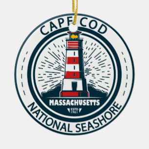 Cape Cod National Seashore Massachusetts Badge Julgransprydnad Keramik