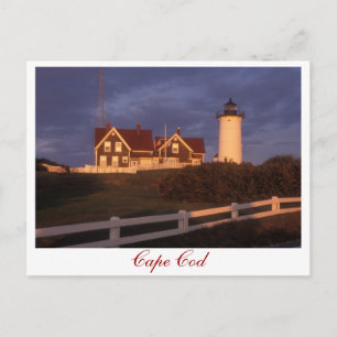 Cape Cod Nobska Lighthouse Skogen Hål Vykort