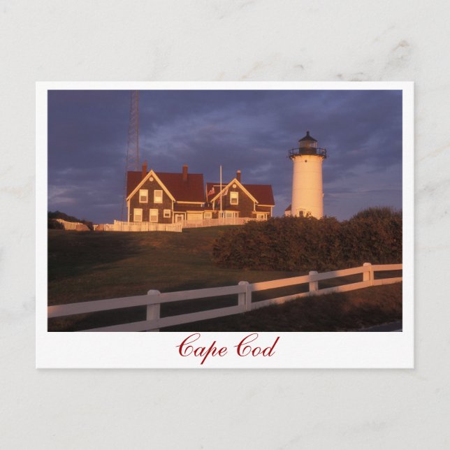 Cape Cod Nobska Lighthouse Skogen Hål Vykort (Framsida)