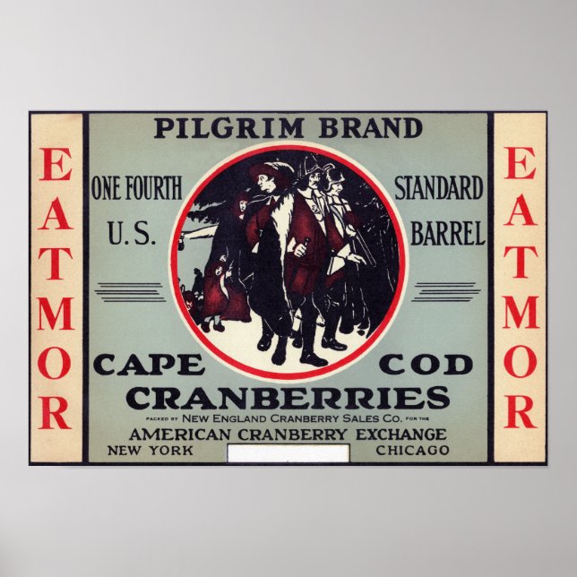 Cape Cod Pilgrim Eatmor Cranbär Brand Poster (Framsidan)