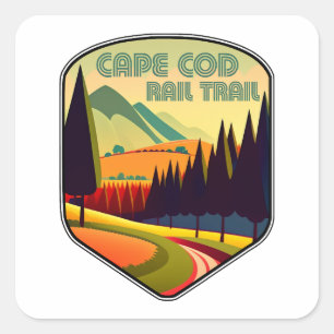 Cape Cod Rail Trail Färg Fyrkantigt Klistermärke