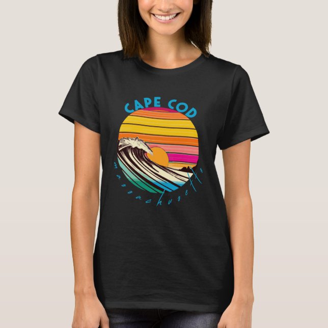 Cape Cod Retro 1980s Style Massachusetts Beach T Shirt (Framsida)