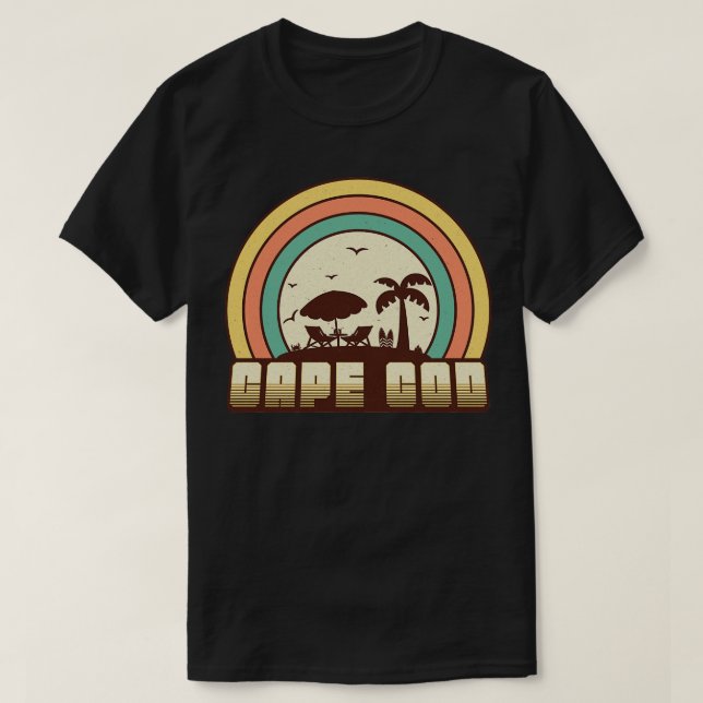 Cape Cod Retro Sunset Stil T Shirt (Design framsida)