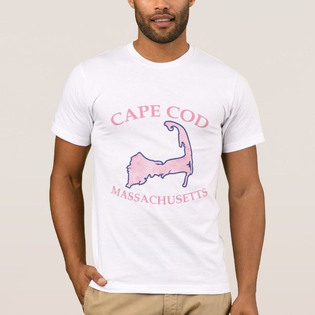 Cape Cod Silhouette Preppy Rosa Stripe Manar T Shirt (Framsida)