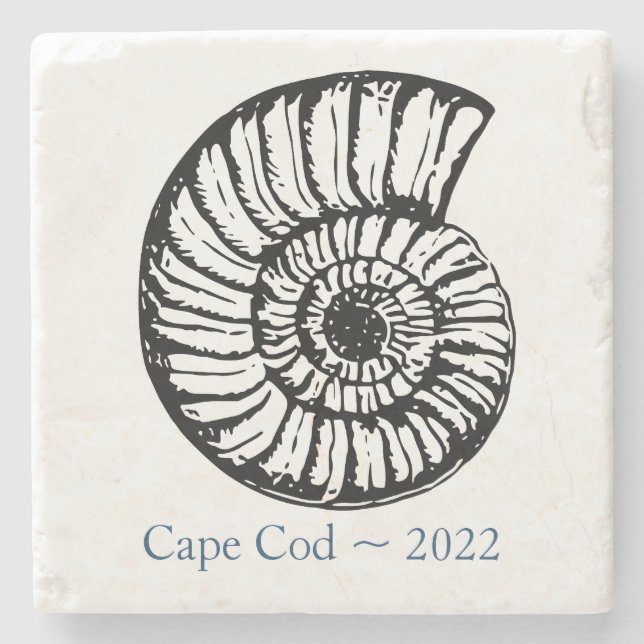 Cape Cod souvenirunderlägg - Ammonit skal Stenunderlägg (Framsidan)