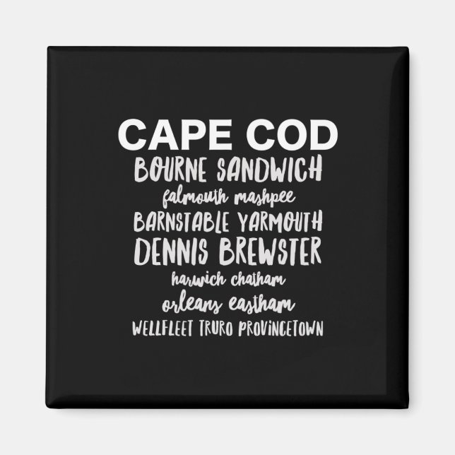 Cape Cod städer Provincetown Rnstable Bourne Denni Magnet (Framsidan)