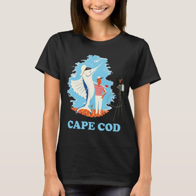 Cape Cod Stort Fångst Blått Resa T Shirt (Framsida)