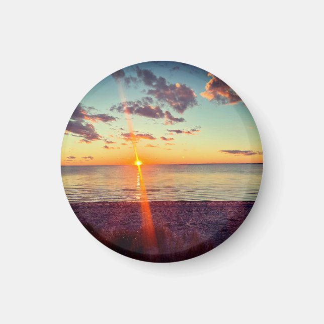 Cape Cod Strand Solnedgång Foto Magnet (Framsidan)