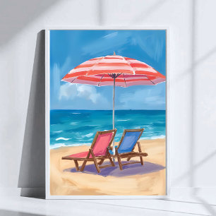 Cape Cod Stranddag Akvarell Ocean MA Poster