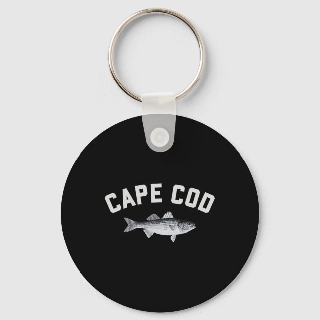 Cape Cod Striper Randig B Kul Fiske Design  Nyckelring (Framsida)