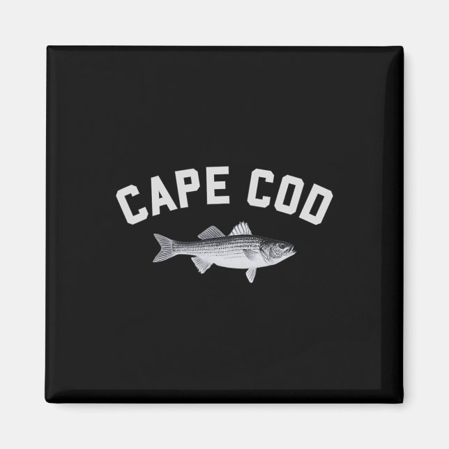 Cape Cod Striper Randig B Rolig Fiskedesign  Magnet (Framsidan)