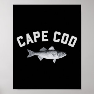 Cape Cod Striper Randig Byss Rolig Fiskedesign  Poster