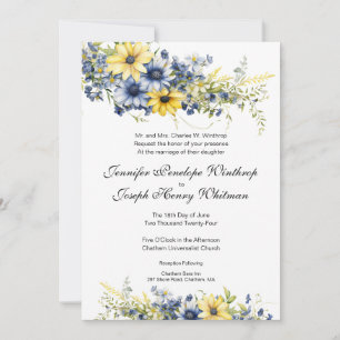 Cape Cod Summer Blue Gult Garden Wedding Wedding Inbjudningar