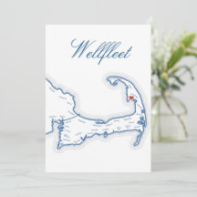 Cape Cod Wellfleet Karta Bröllopsbord Namnkort